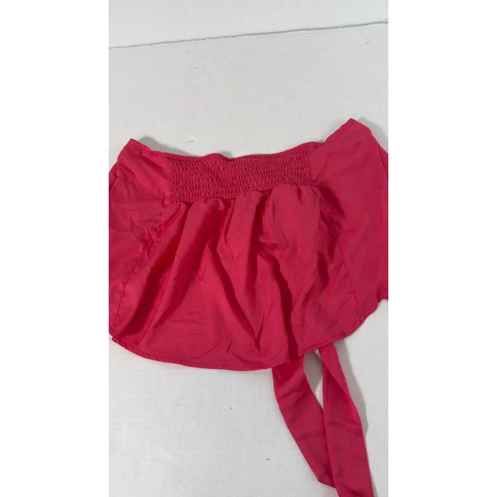 Free People Strawberry‎ Spritz Top Womens S Pink Tie Front Smocked Boho Coquette